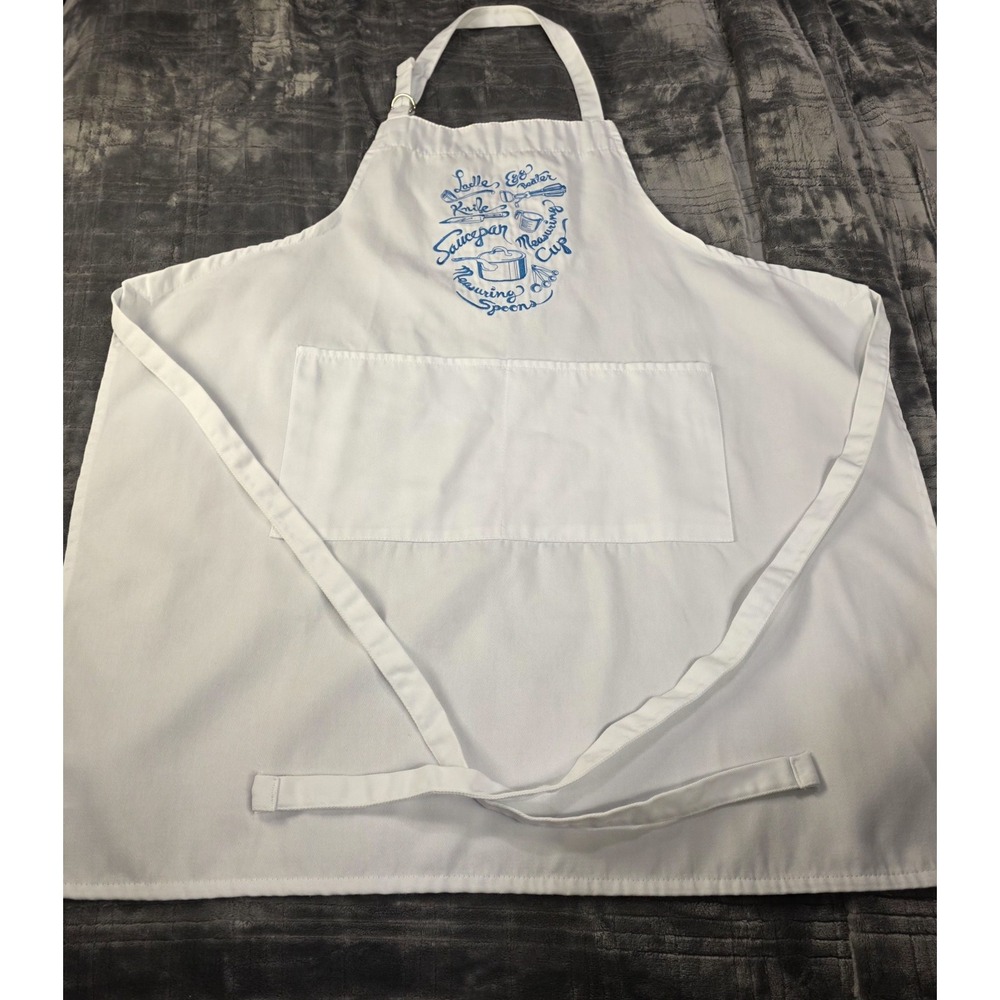 Apron Full White Handmade Embroidery Chef‎ Cooking Baking Kitchen Accessories